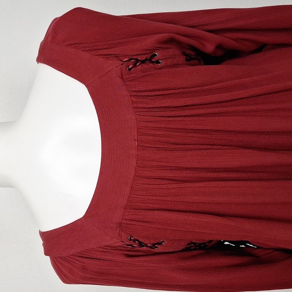 Jessica Simpson Rosewood Bailey Long Sleeve Boho Romantic Lace Up Blouse Size 1X - Picture 6 of 14